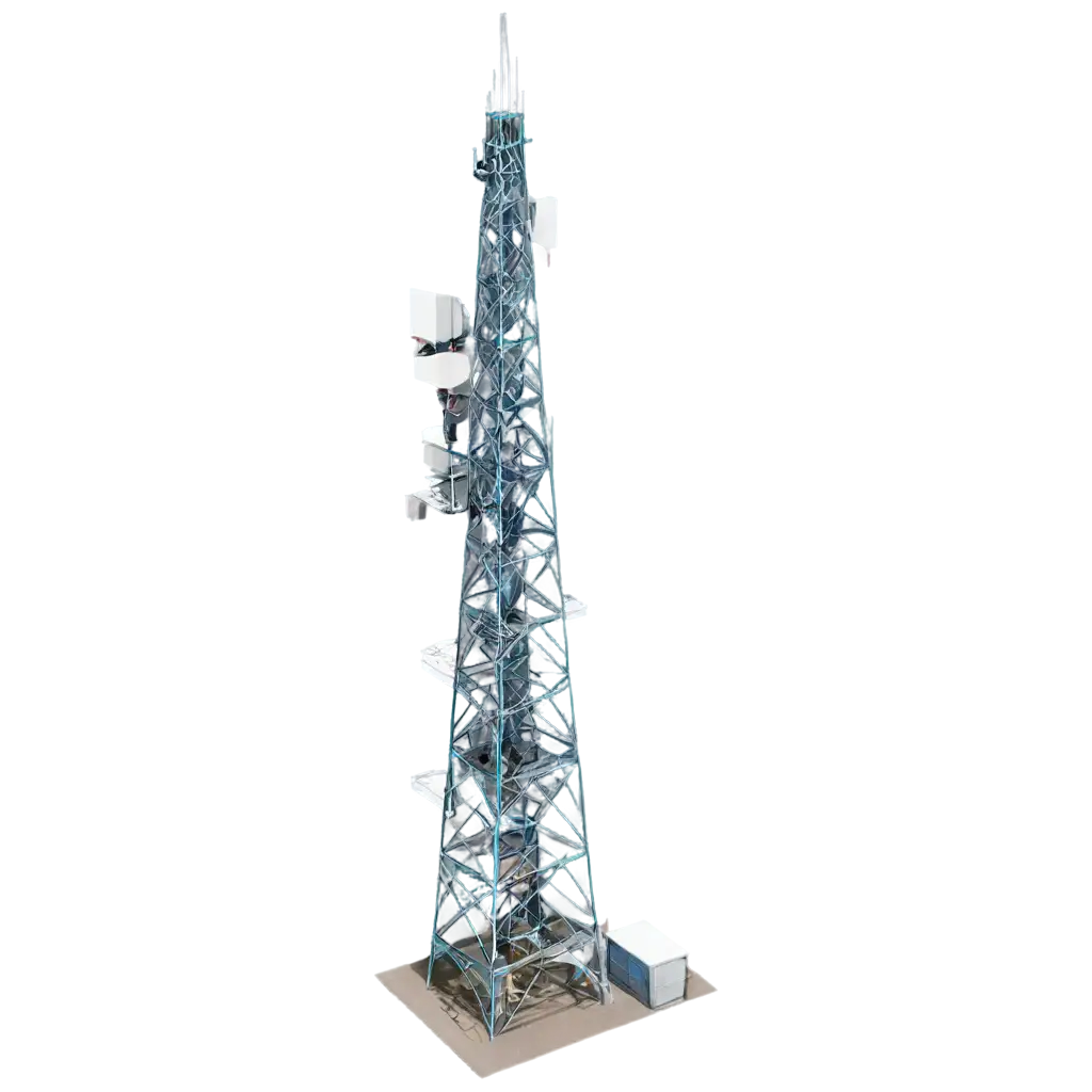 3D-Isometric-Tower-Cellular-Signal-Transmitter-PNG-Enhancing-Connectivity-Visuals