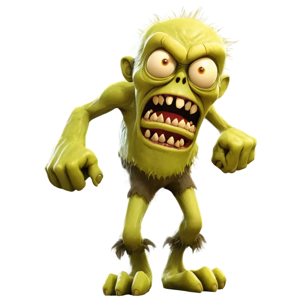 huge yellow angry zombie Cartoon Monster PNG Image Create a Playful Character for Digital Content