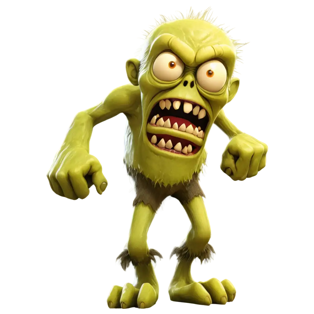 Create a Stunning Huge Yellow Angry Zombie Cartoon Monster PNG Image ...