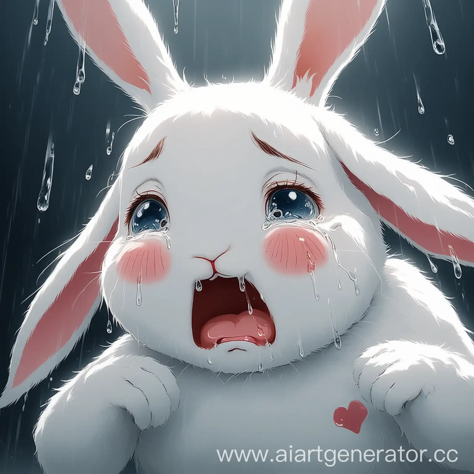 White rabbit crying