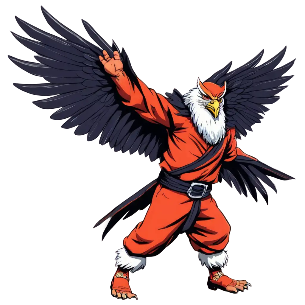 Tengu in the cartoon style strong