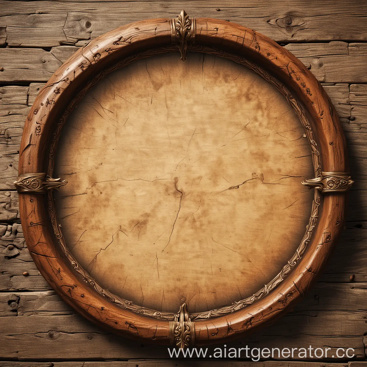 Minimap round frame for medieval game, more realistic, made of wood