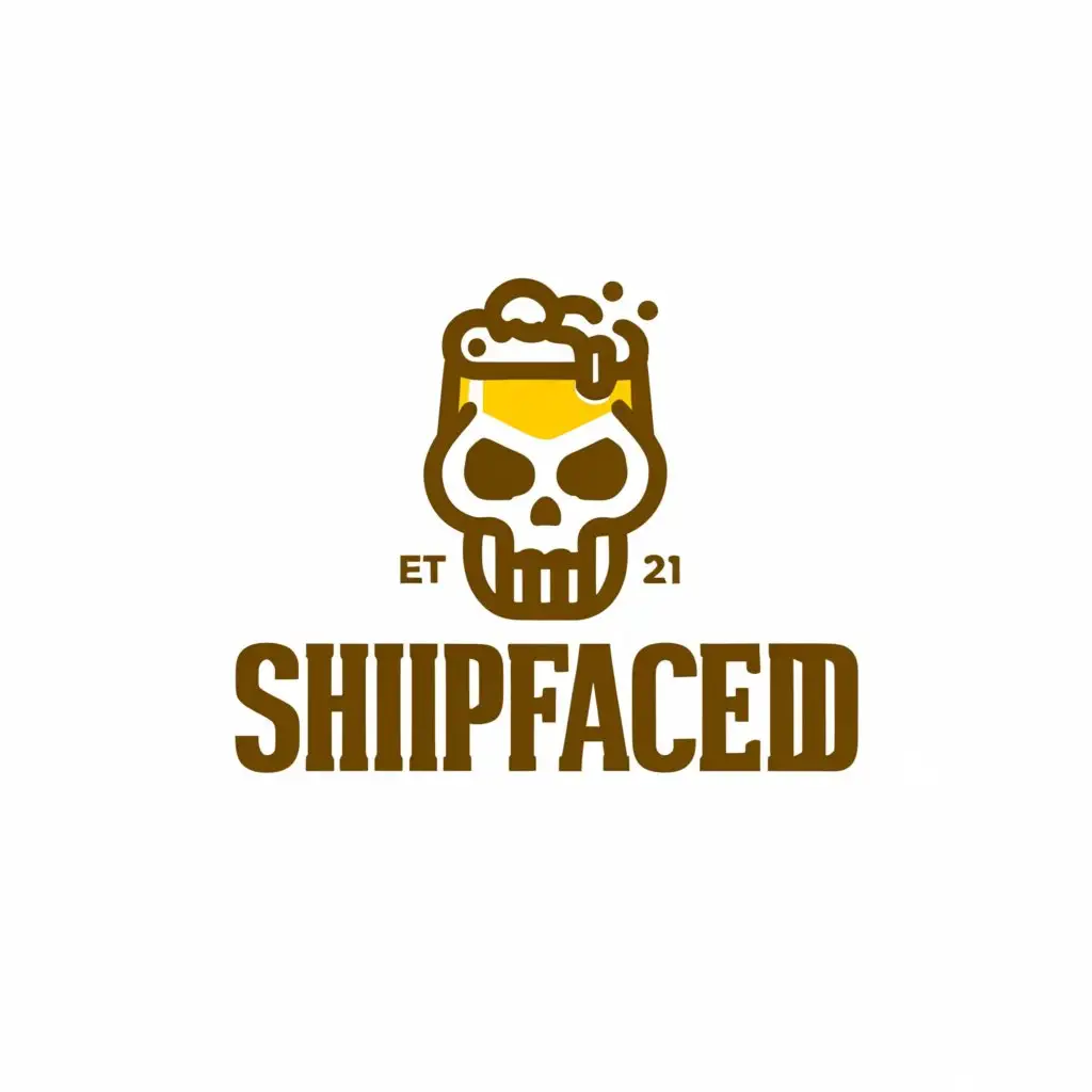a logo design,with the text "SHIPFACED", main symbol:Skull, Beer,Moderate,clear background