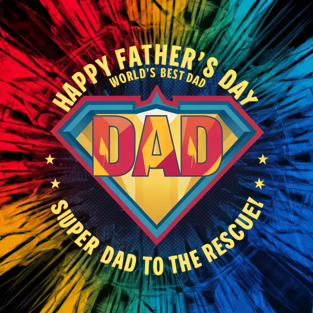 a logo design,with the text "Happy Fathers Day", main symbol: Dad: The Original Superhero
Happy Father's Day
World's Best Dad!
Super Dad to the Rescue!,complex,clear background