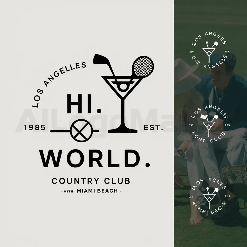 a logo design,with the text "hi world", main symbol:Looking for logos to go on my hats. Blanco is a clothing company that designs country club attire for the public domain. I am looking for country club style logos that are classic and stylish. They don't necessarily have to contain 'Blanco' -- I'm looking for that combination of classic, with a little fun and style. Logos can include: Blanco Country Club, Blanco CC, 1985, EST 1985, LOS ANGELES, MIAMI BEACH, Martini glass, golf clubs, tennis, T.A.W.A.R. or TAWAR, Snow Flake, take a look at the design ideas and be creative,Moderate,clear background