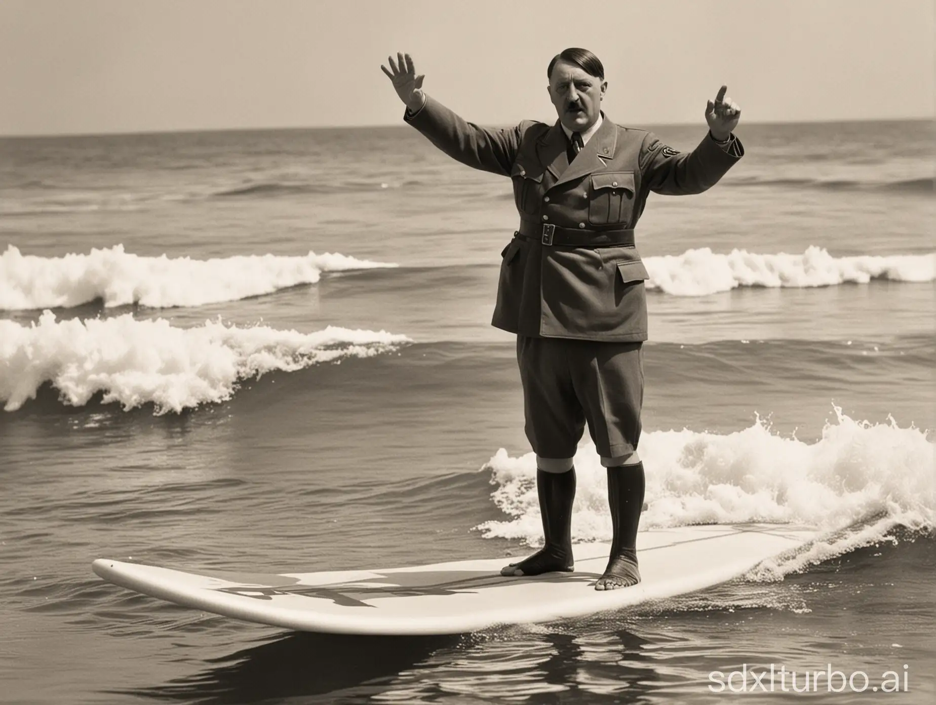 Adolf-Hitler-Surfing-on-a-Vintage-Wooden-Surfboard