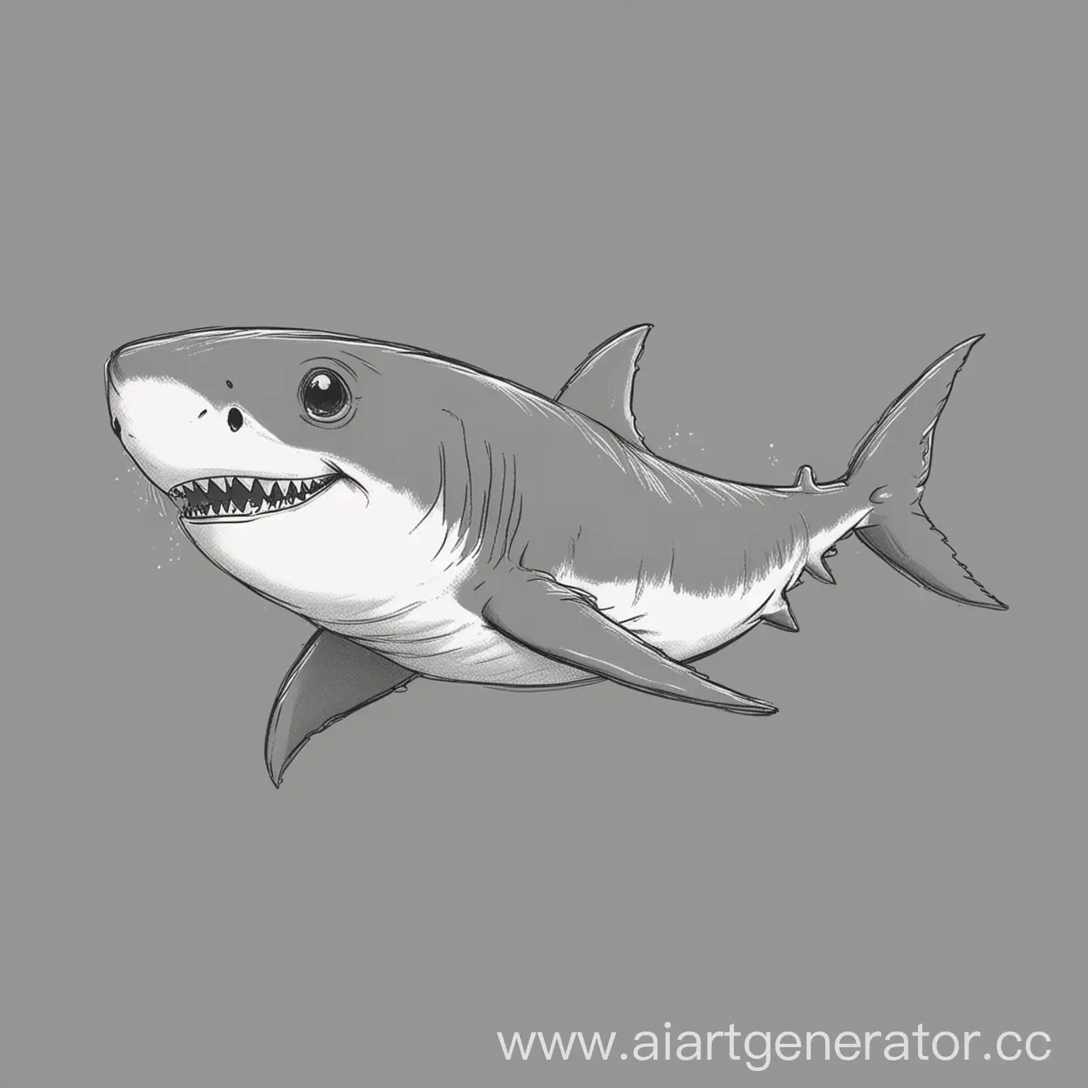 Adorable-Linear-Drawing-of-a-Shark-for-Childrens-Book-Illustration