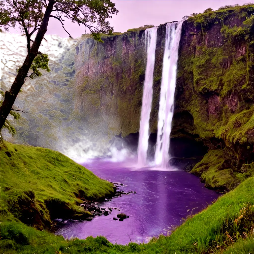 Purple-Waterfall-in-Rainy-Woods-PNG-Image-for-Atmospheric-Nature-Scenes