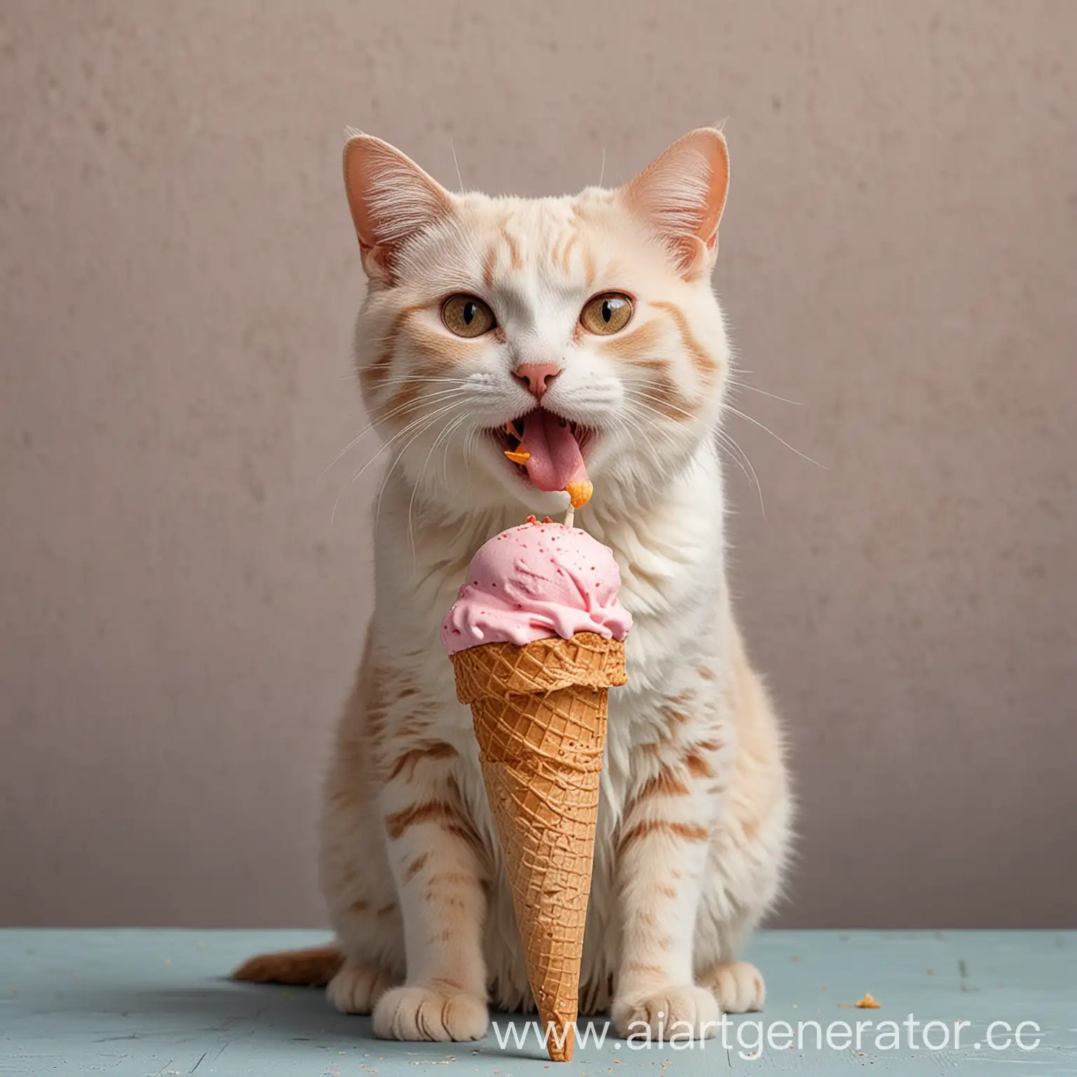 Adorable-Cat-Enjoying-a-Delicious-Ice-Cream-Treat