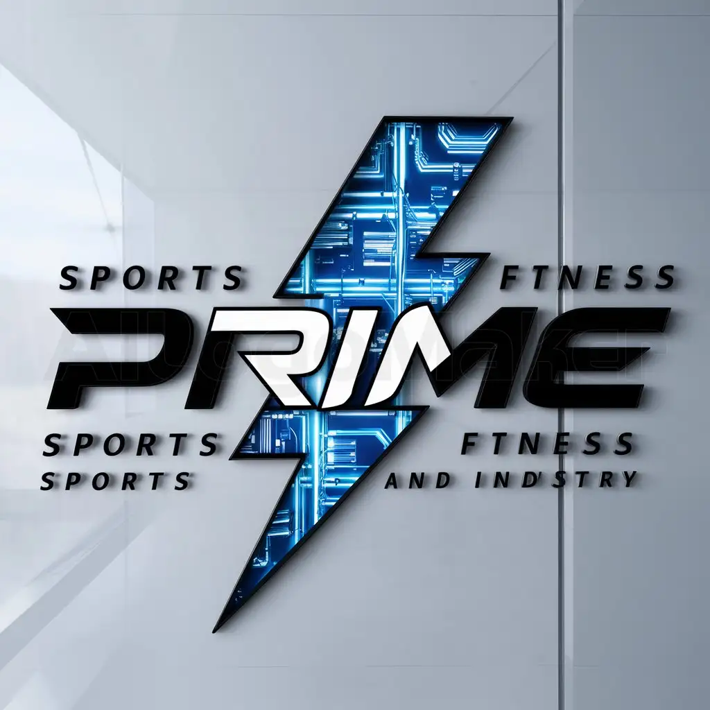 a logo design,with the text "PRIME", main symbol:LightningBolt, CyberPattern,complex,be used in Sports Fitness industry,clear background
