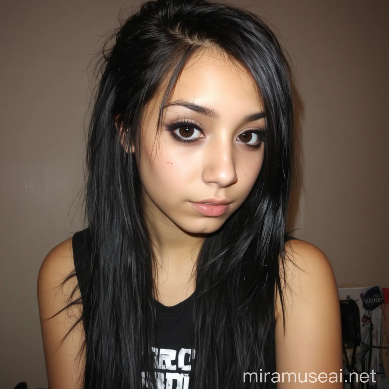 Latina Girl with Emo Style and Long Hair