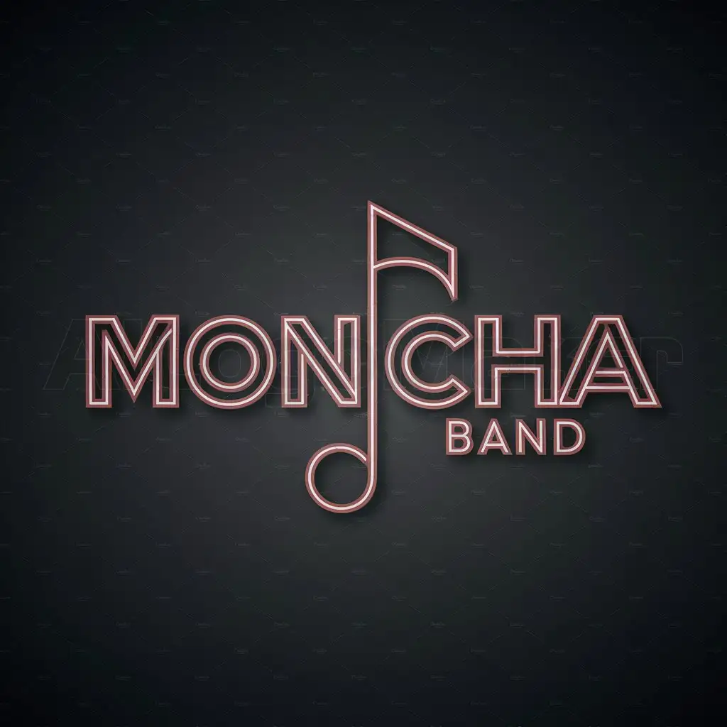 a logo design,with the text "Moncha Band", main symbol:Name in style of neon sign on dark background,complex,be used in Others industry,clear background