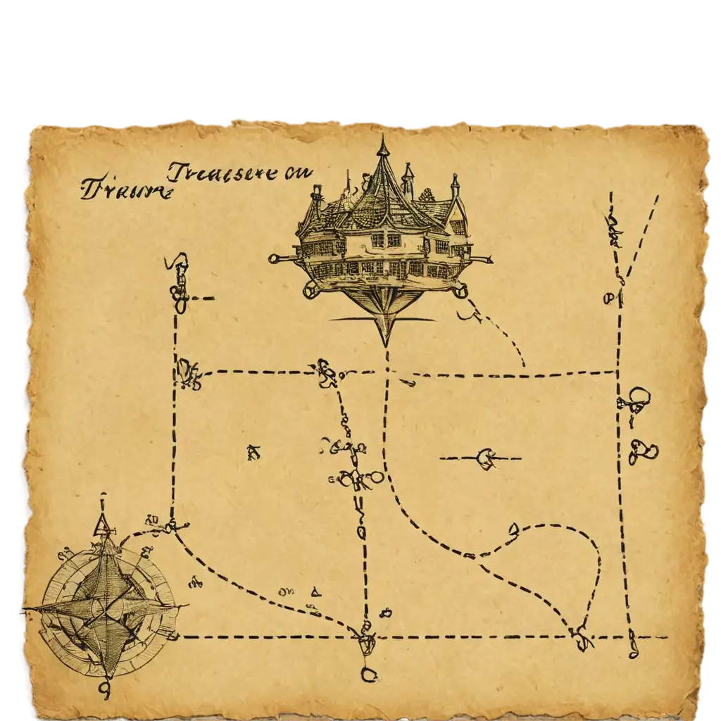 a realistic pencil drawing of a treasure map