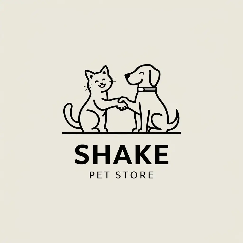 a logo design,with the text "Shake Pet Store", main symbol:pet cat dog,Moderate,be used in pet industry,clear background