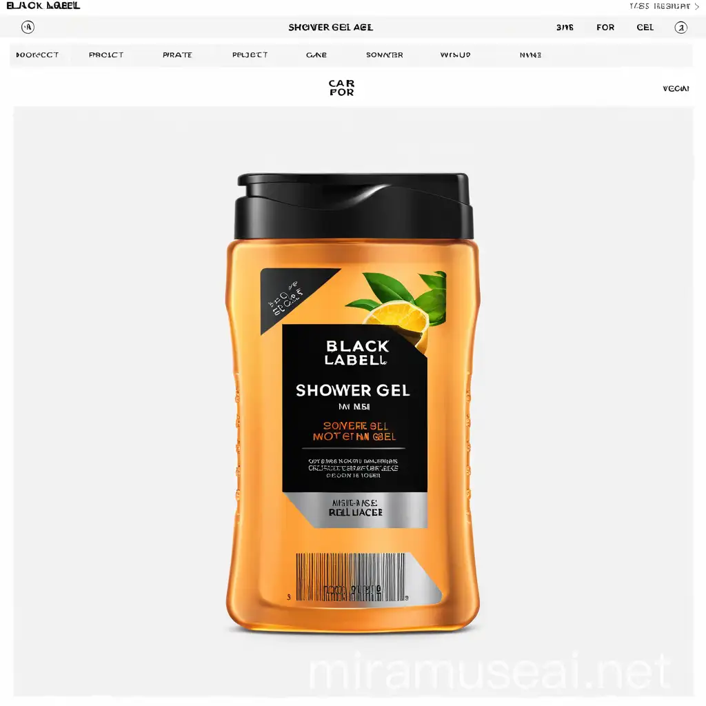 Create a mockups of shower gel for 3in1 for MEN CARE, use vegan claims, create a packshoot with black label, create a simple project for private label