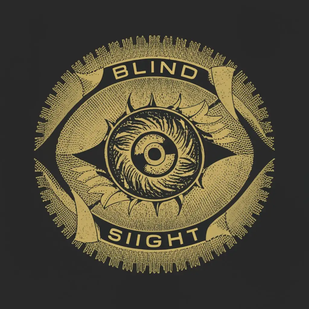 a logo design,with the text 'Blind Sight', main symbol:Blindfolded eye with logo name inside logo design,complex,be used in Entertainment industry,clear background, slashed eye