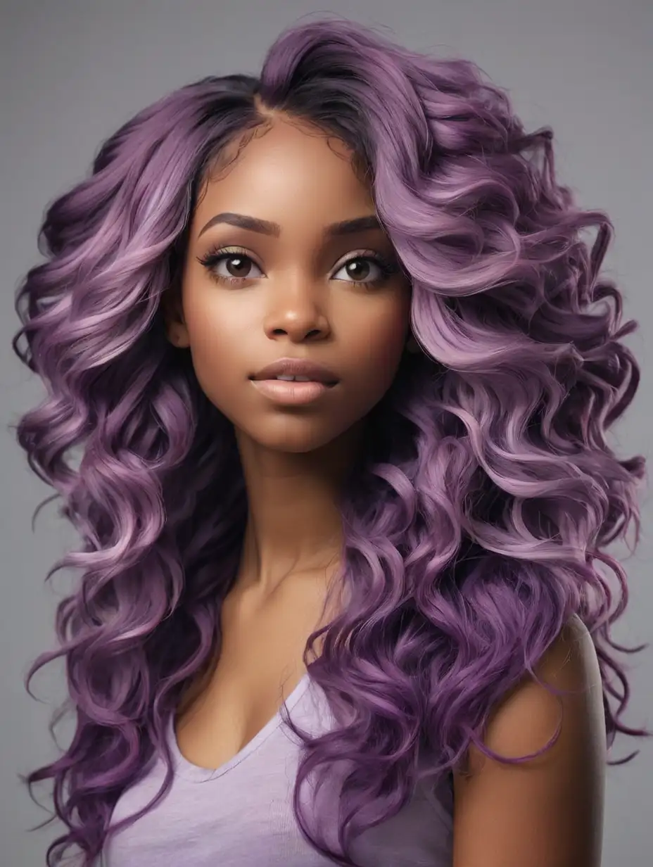 Stylish African American Woman with Purple Ombre Hair