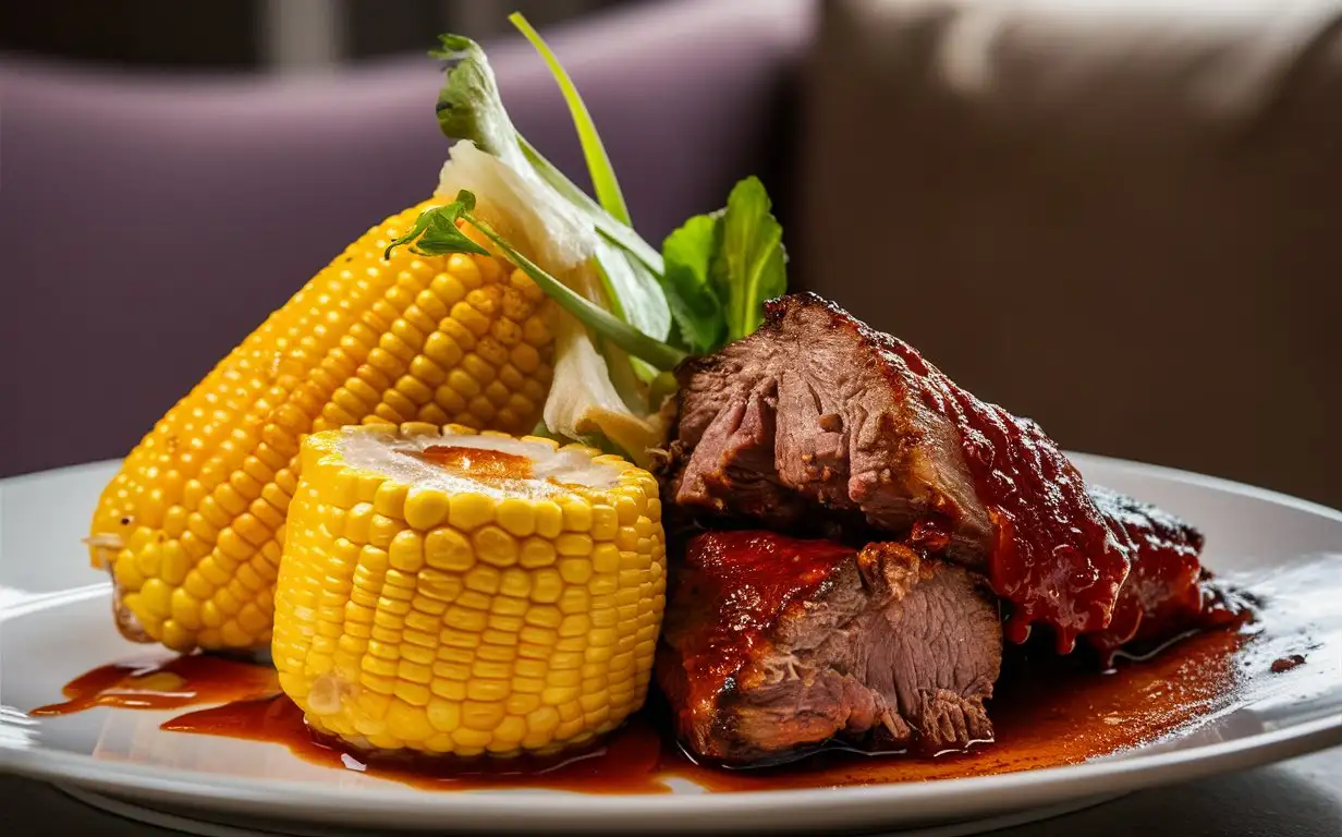 Delicious-BBQ-Corn-Platter-Mouthwatering-Presentation-in-a-Fine-Dining-Setting