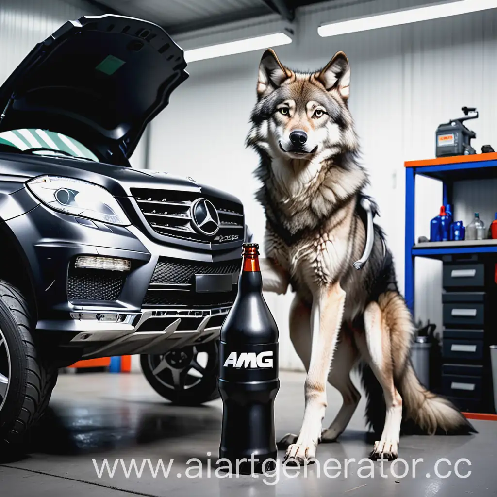 Wolf-Holding-Samogon-Bottle-by-Mercedes-ML-63-AMG-in-Workshop