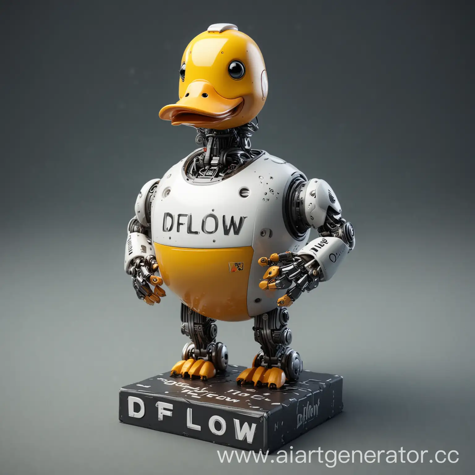 Утка робот с надписью DFlow
