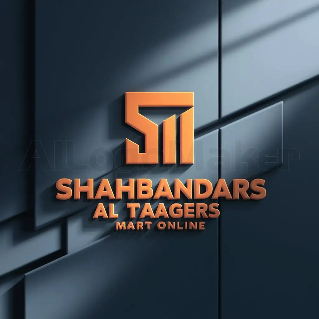 LOGO-Design-For-Shahbandrs-Al-Taagers-Mart-Online-3D-Text-in-Bold-Colors-Minimalistic-Style
