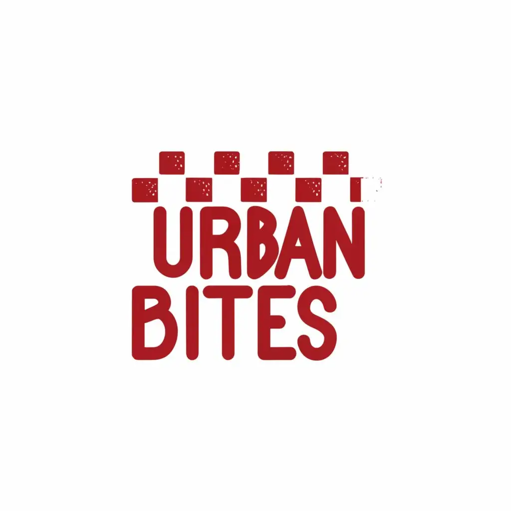 a logo design,with the text "Urban Bites", main symbol:red and white checkered,Minimalistic,clear background