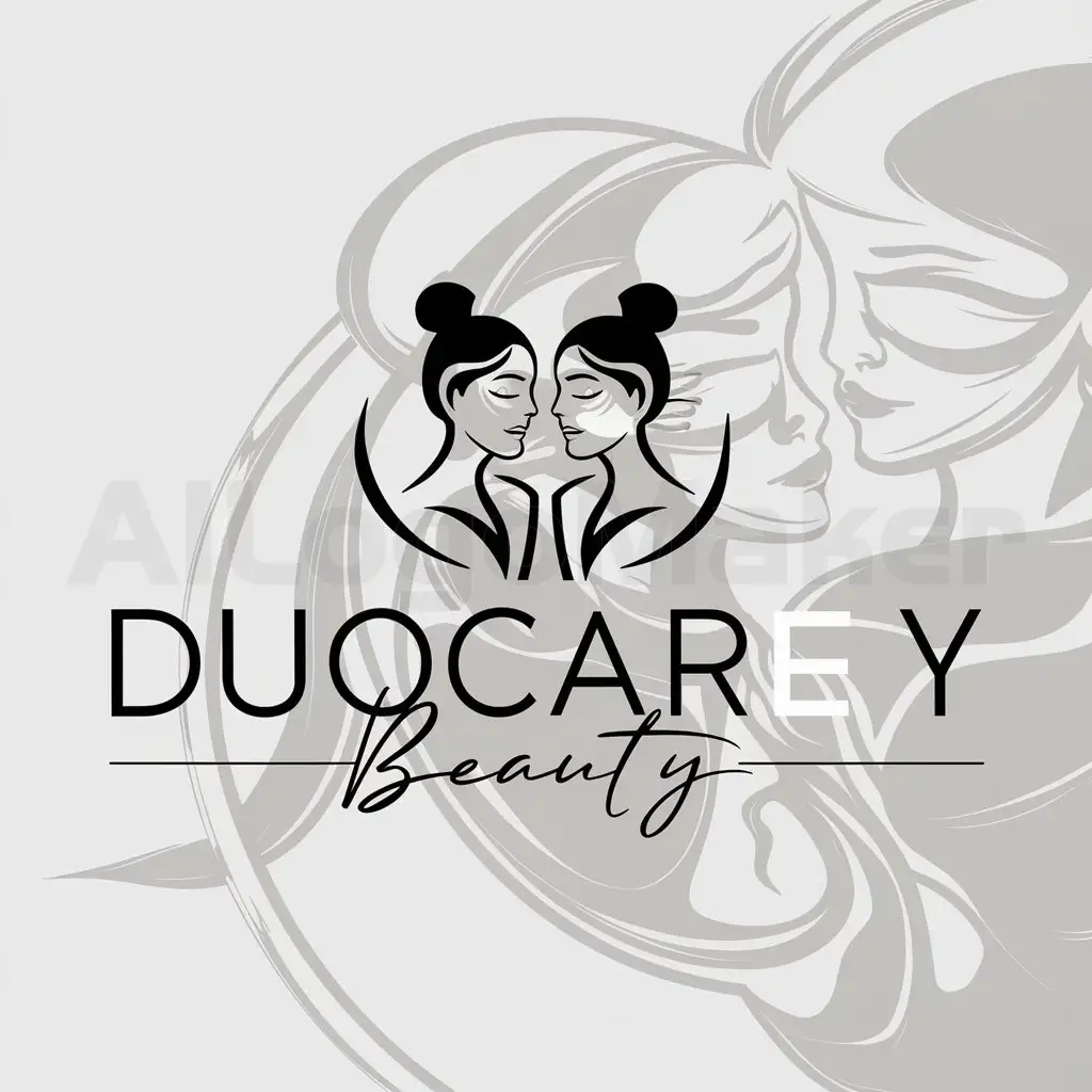 a logo design,with the text "DuoCareBeauty", main symbol:Dve zhenshchiny,Moderate,be used in Beauty Spa industry,clear background