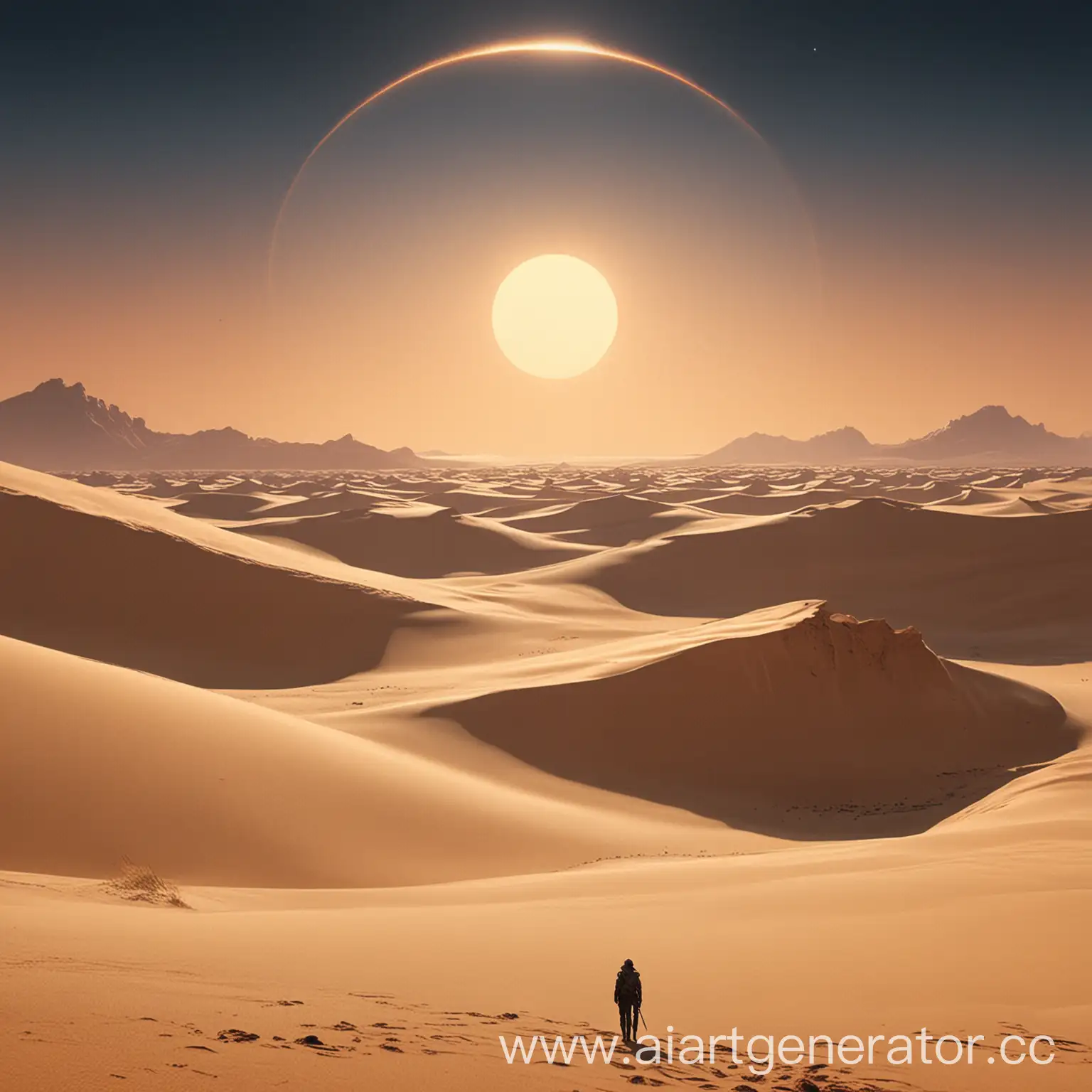 The background for a movie-style poster is a dune

