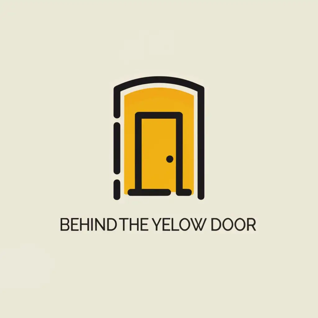 a logo design,with the text "Behind the Yellow Door", main symbol:yellow door,Minimalistic,be used in Entertainment industry,clear background