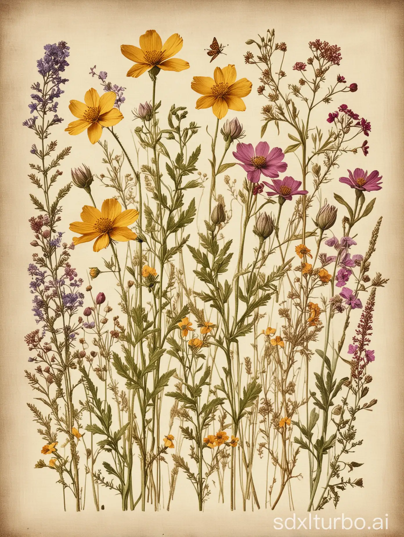 Vintage-Style-Pressed-Wild-Flowers-Arrangement