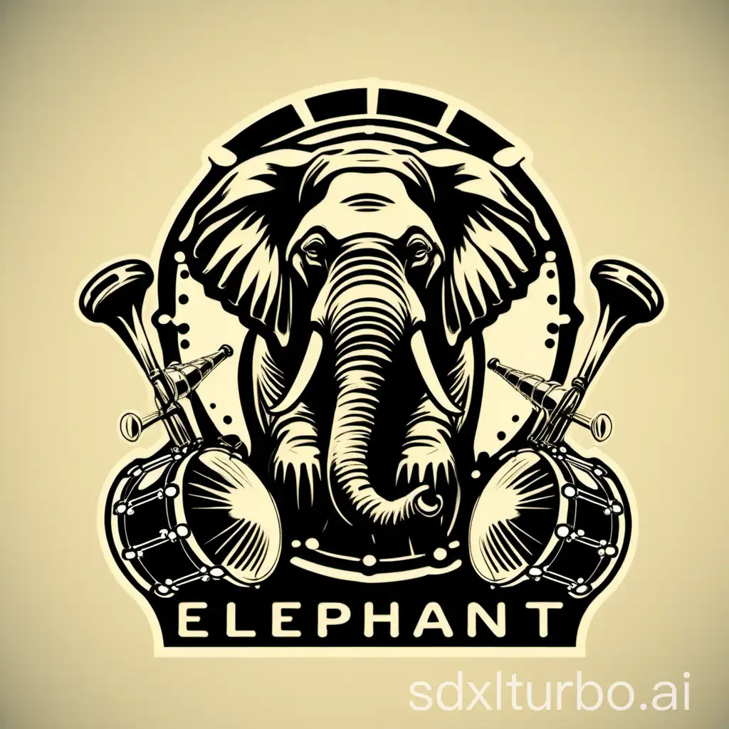 Colorful-Elephant-Logo-with-Musical-Instruments