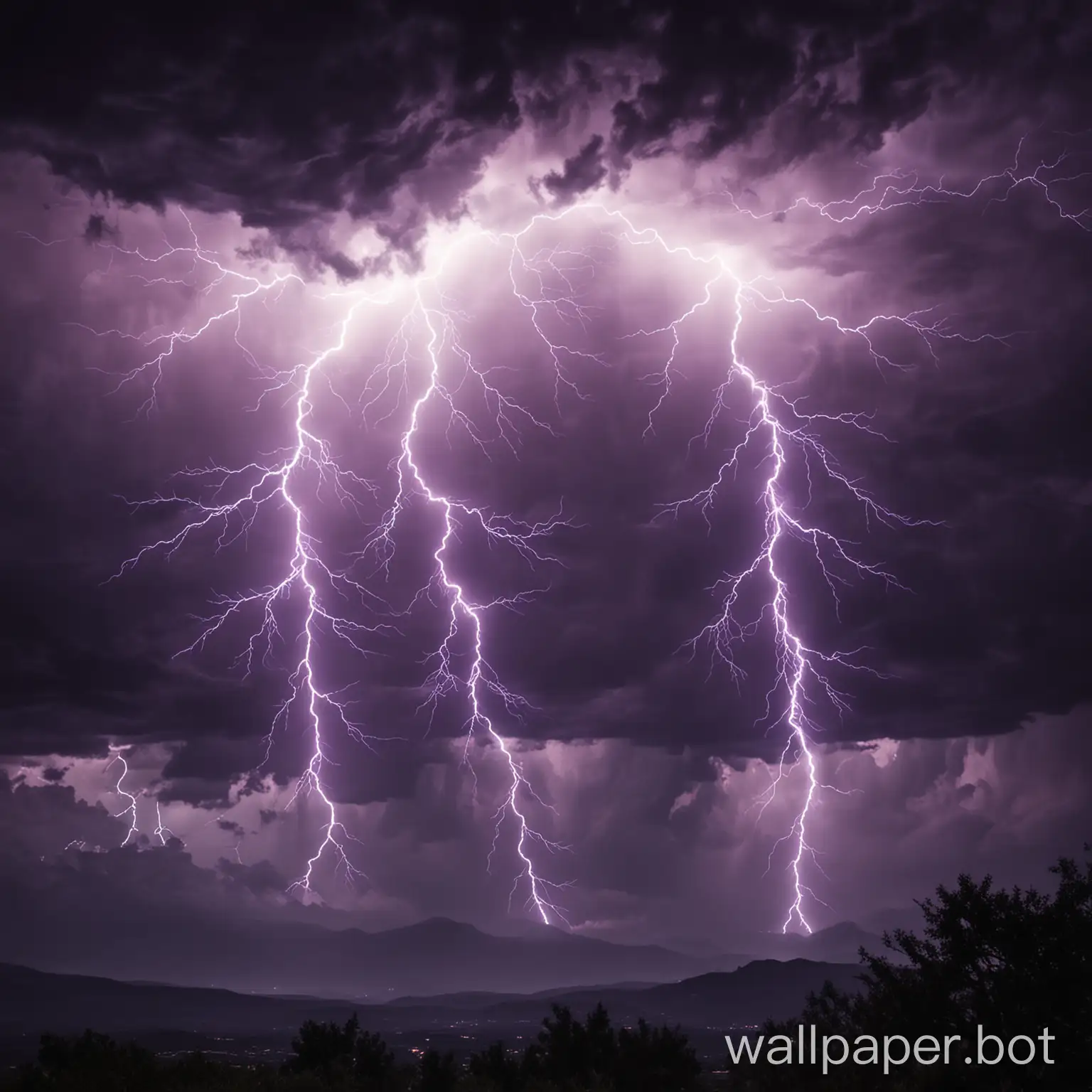 purple lightnings in a dark sky non realistic
