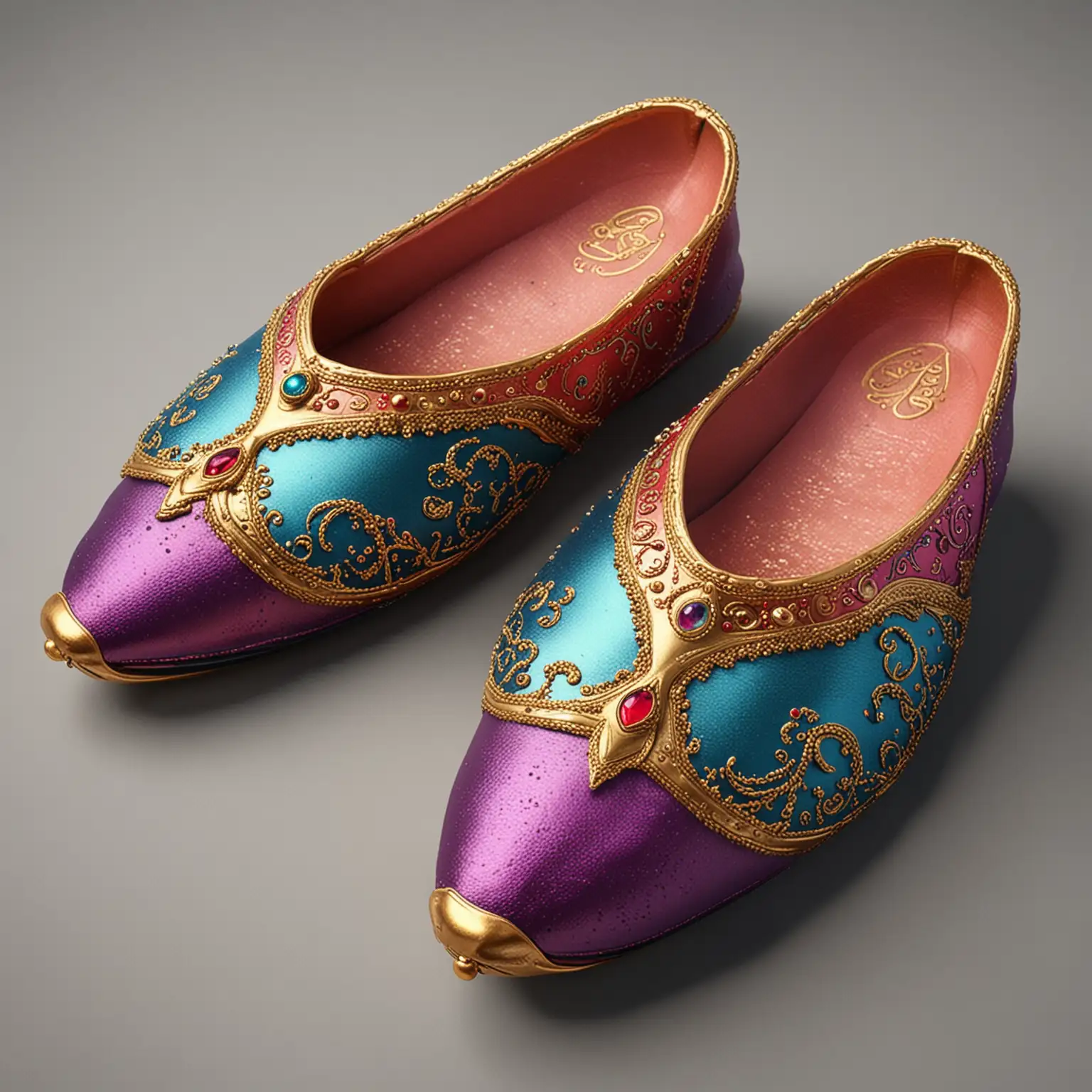 Realistic Aladdins Slippers in Multicolored Magical Design