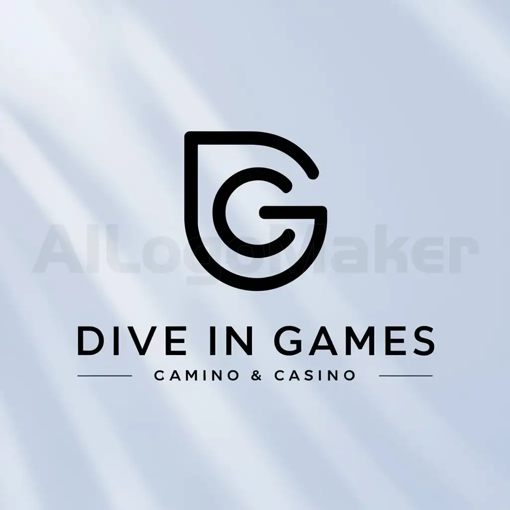 a logo design,with the text "Dive In Games", main symbol:A Gaming and casino platform,Minimalistic,clear background
