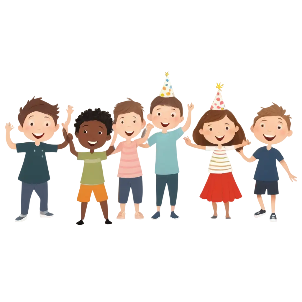 Vibrant-Cartoon-Birthday-Party-Children-PNG-Image-Celebrate-Joyous-Moments