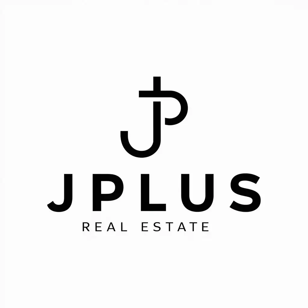 a logo design,with the text "JPLUS", main symbol:JPLUS,Minimalistic,be used in Real Estate industry,clear background