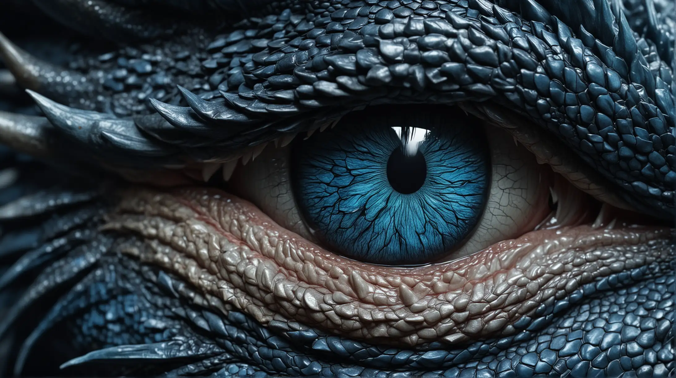 Hyperrealistic HighQuality 8K Ultra HD Dark Blue Dragon Eye