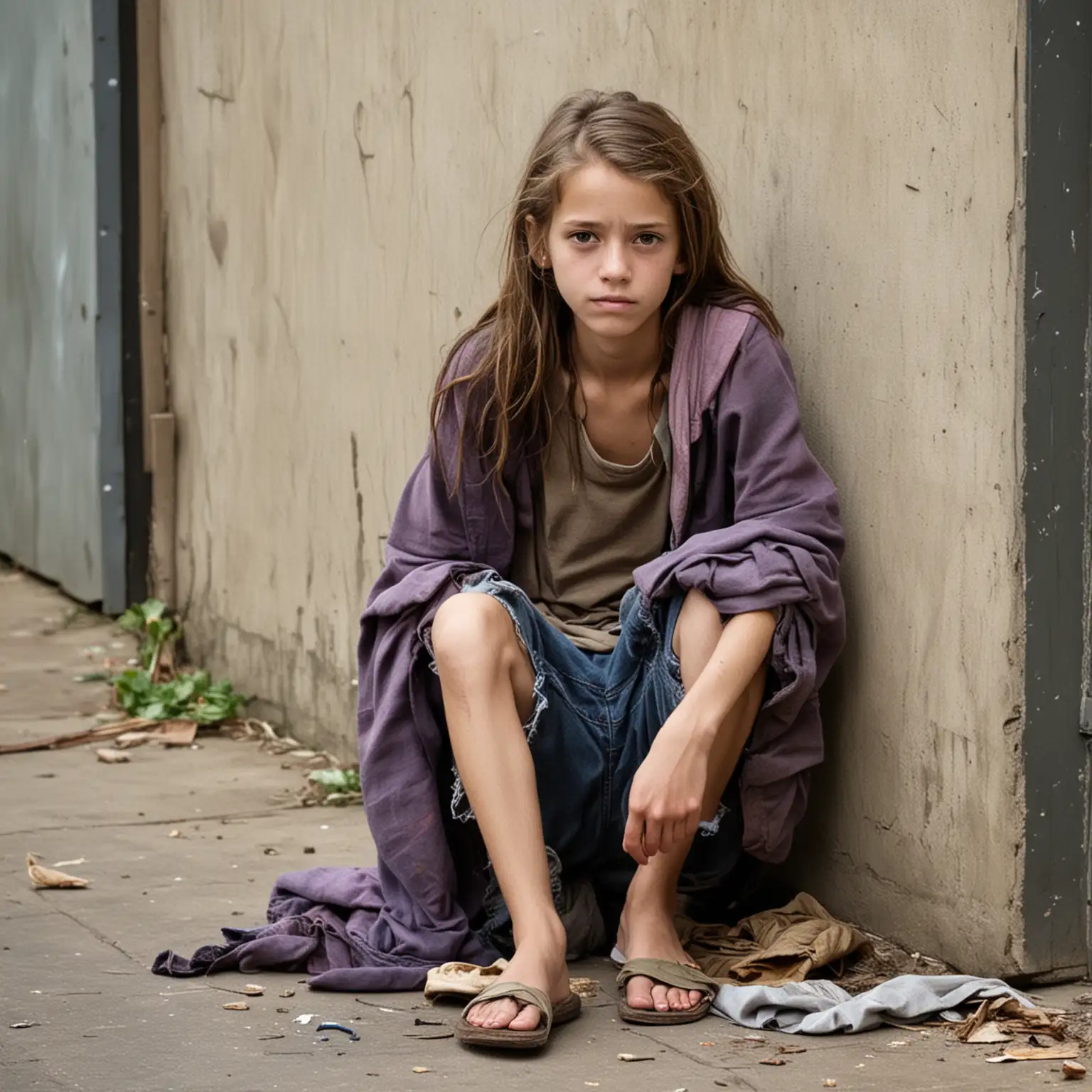 Vulnerable-Youth-Portrait-of-a-Skinny-Homeless-Preteen-Girl