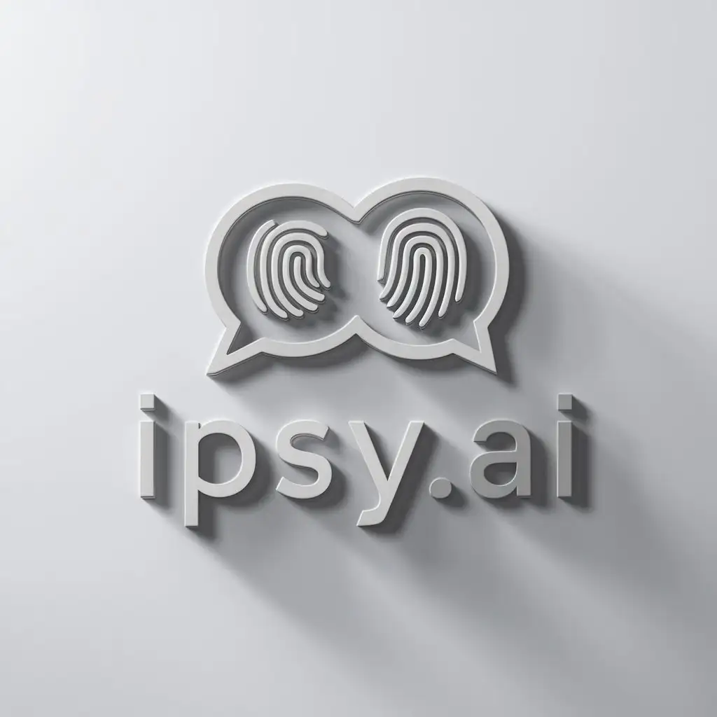 a logo design,with the text "ipsy.ai", main symbol:Two dialogue bubbles with fingerprint textures, 2D, shadow effect,Minimalistic,be used in Medical Dental industry,clear background