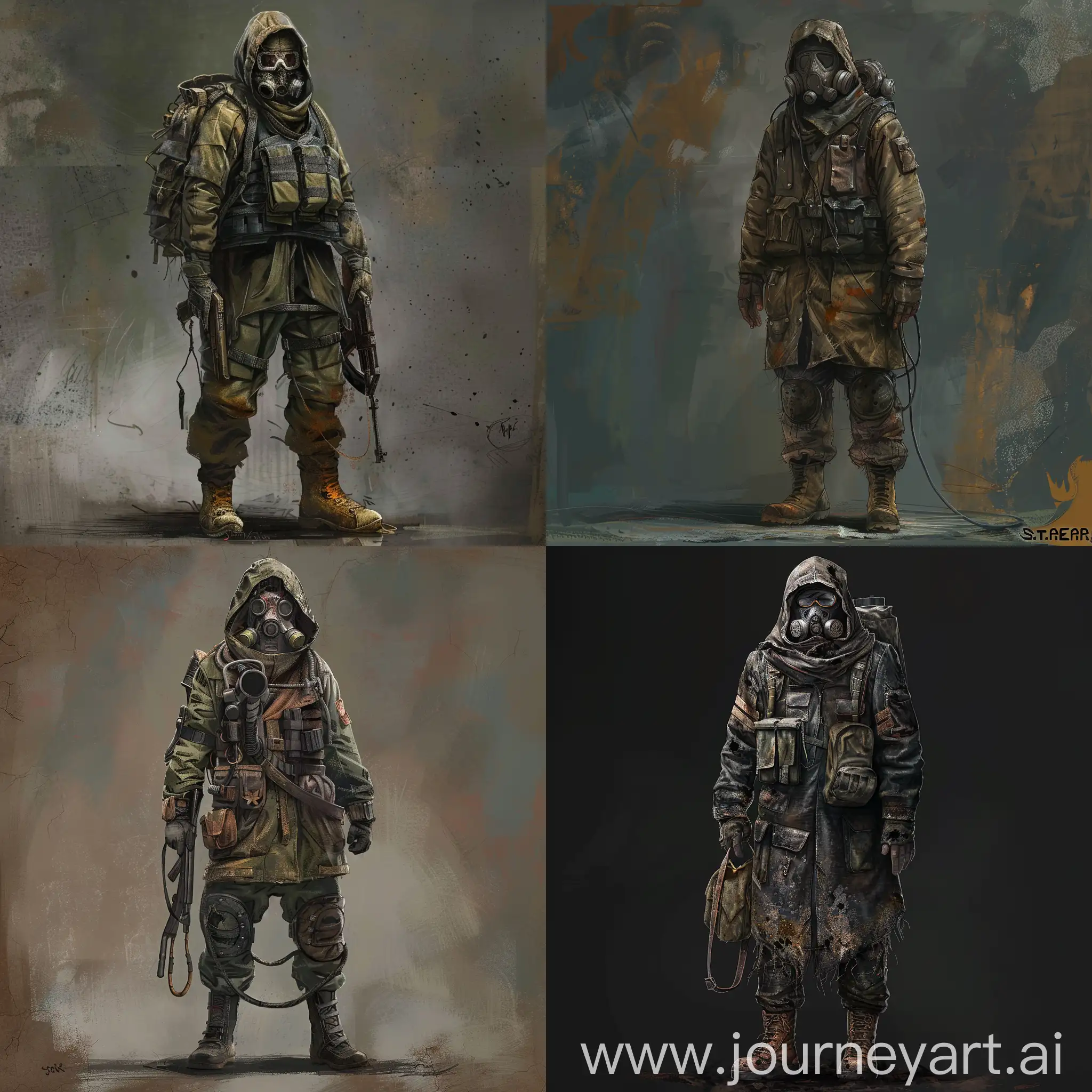 Make a concept art of character, stalker newcomer from game S.T.A.L.K.E.R. Shadow of Chernobyl