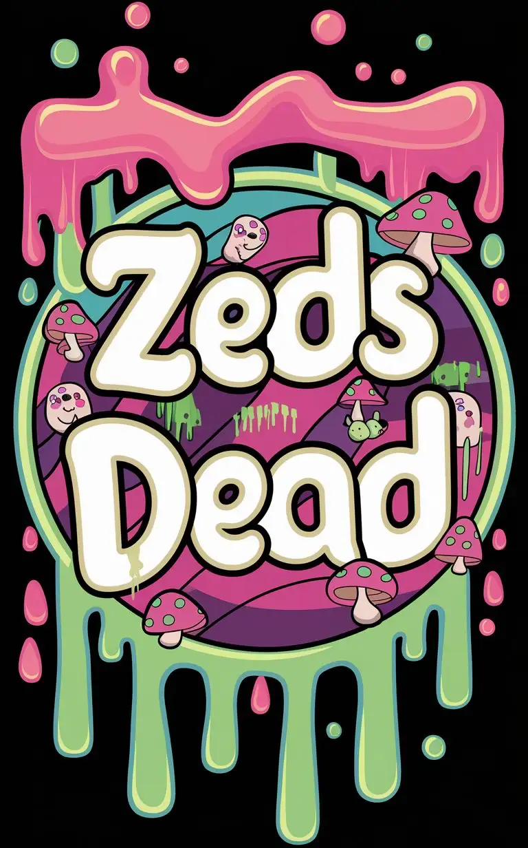 Psychedelic Neon Mushrooms and Aliens Surrounding Zeds Dead in Colorful Drippy Slime