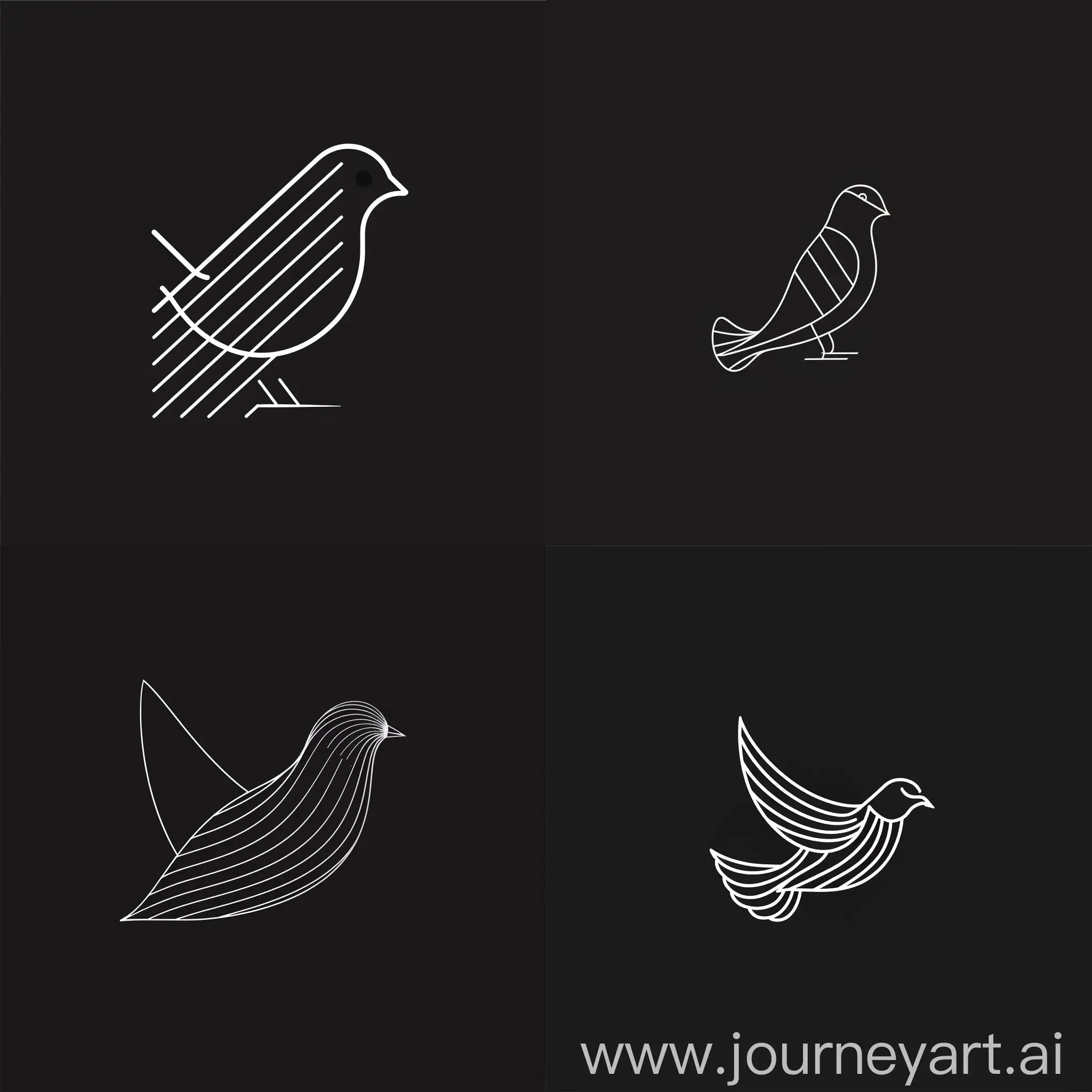 a minimalist logo of a pigeon formed by lines, simple, clean, monochromatic, vector graphics, modern design, geometric shapes, sleek, logo design, abstract, iconic, 2D illustration