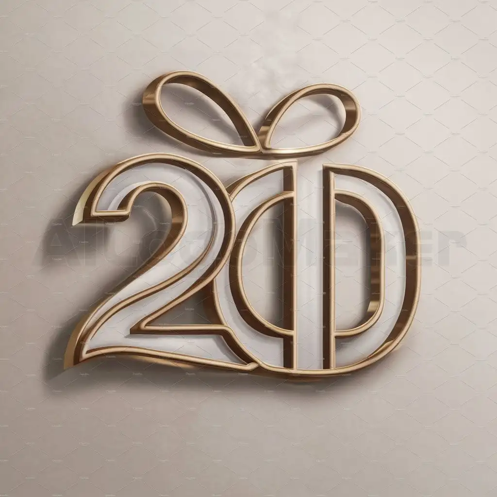 a logo design,with the text "20", main symbol:one gift look like a 20 number ribbon with 3d gold color,Moderate,clear background