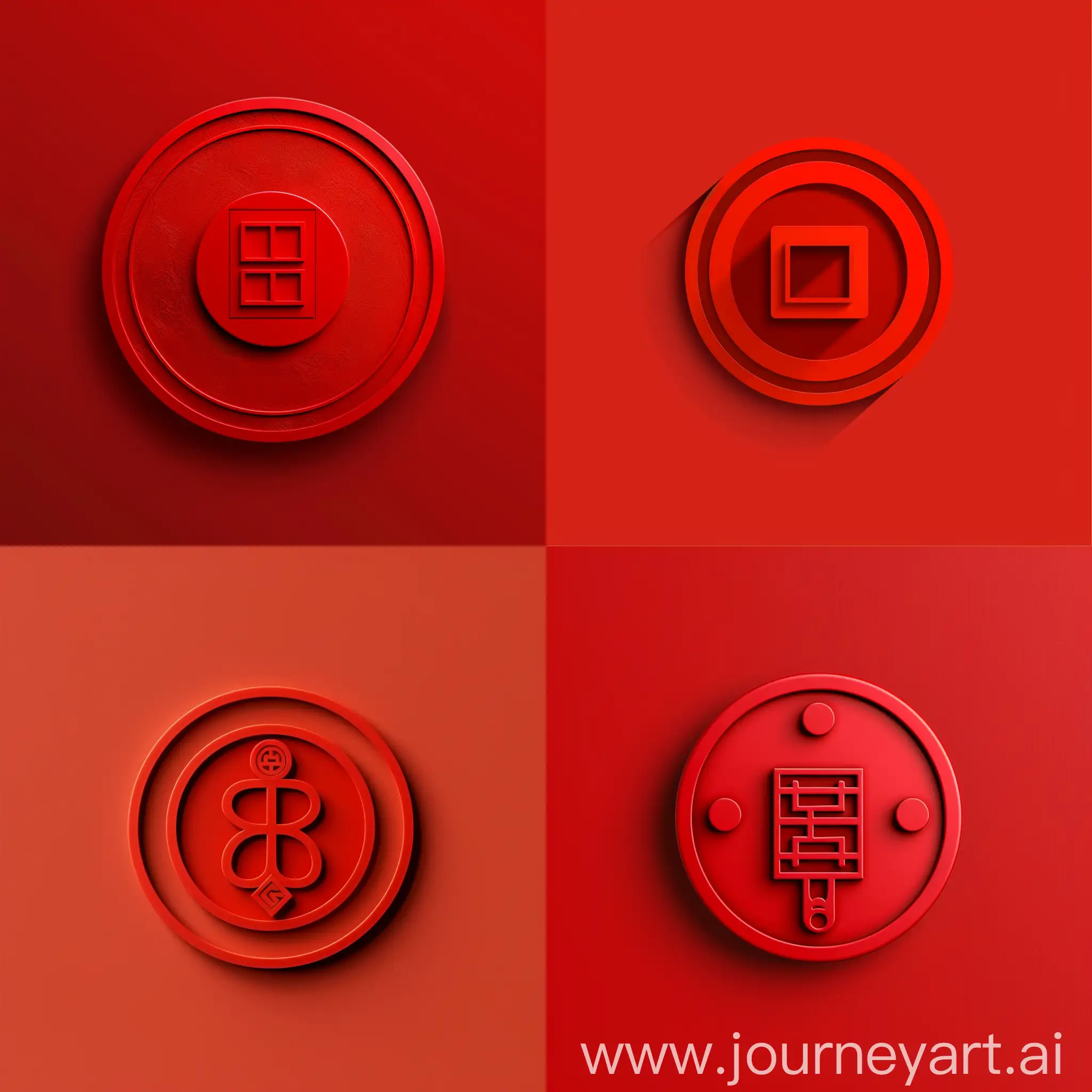 красный  минимализм логотип в виде 
монетки на счастье