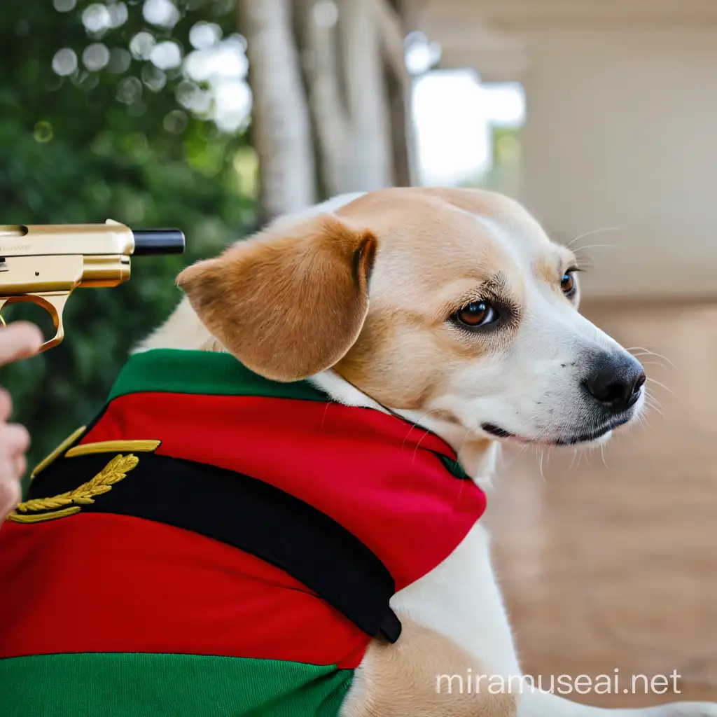 Canine Security Dog Guarding with a Weapon