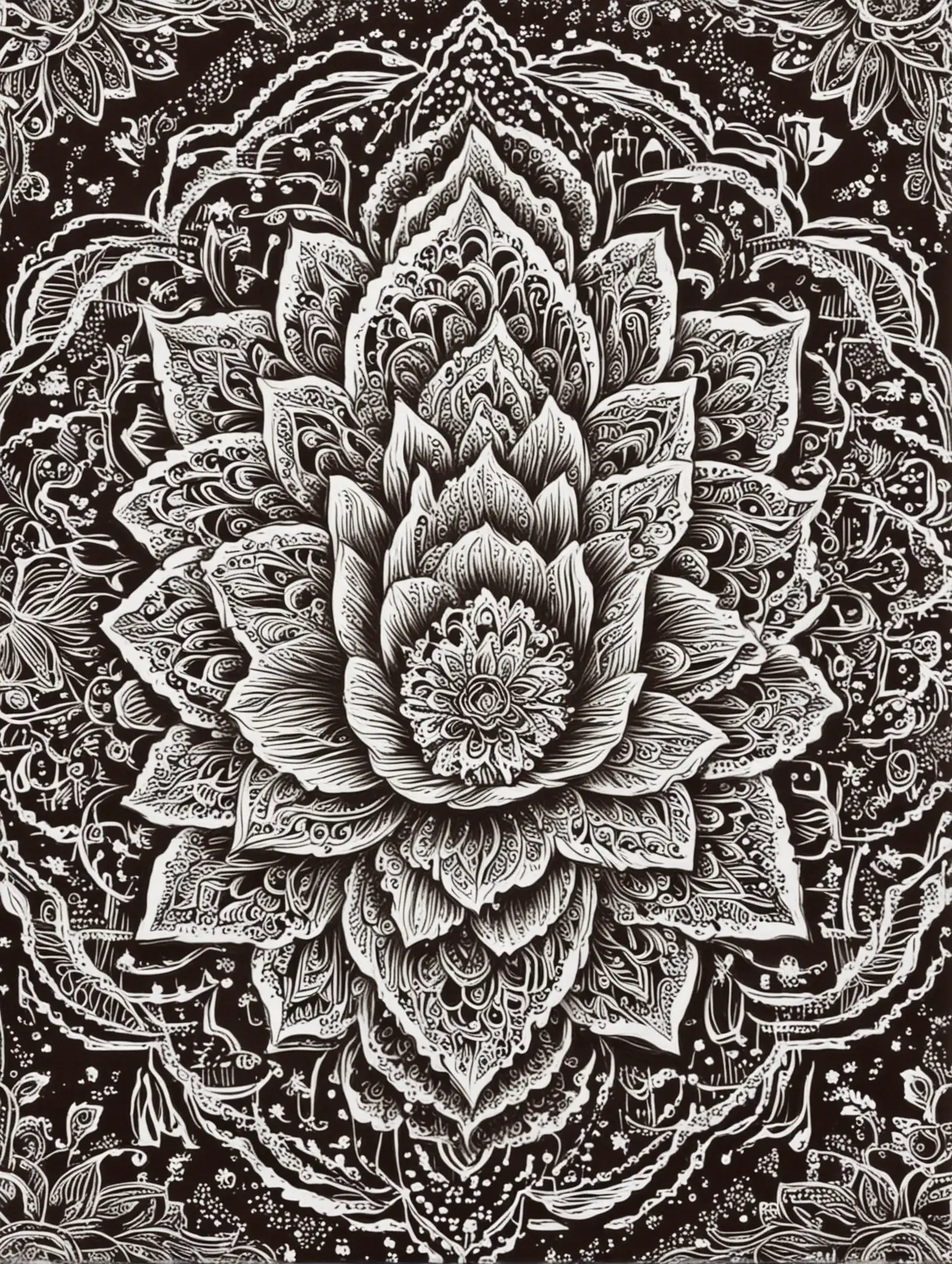 Symmetrical Henna Patterns with Lotus Flower Background | MUSE AI