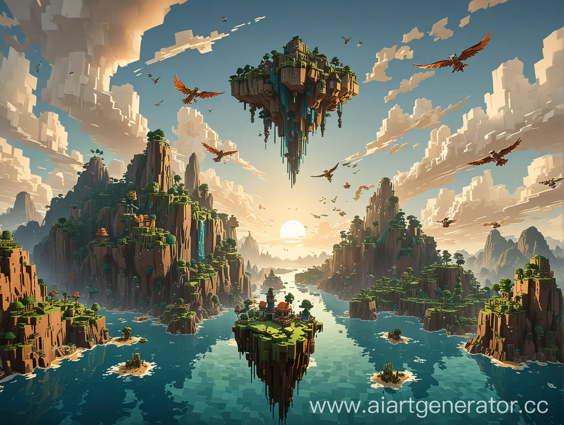Floating-Minecraft-Islands-Logo-Background