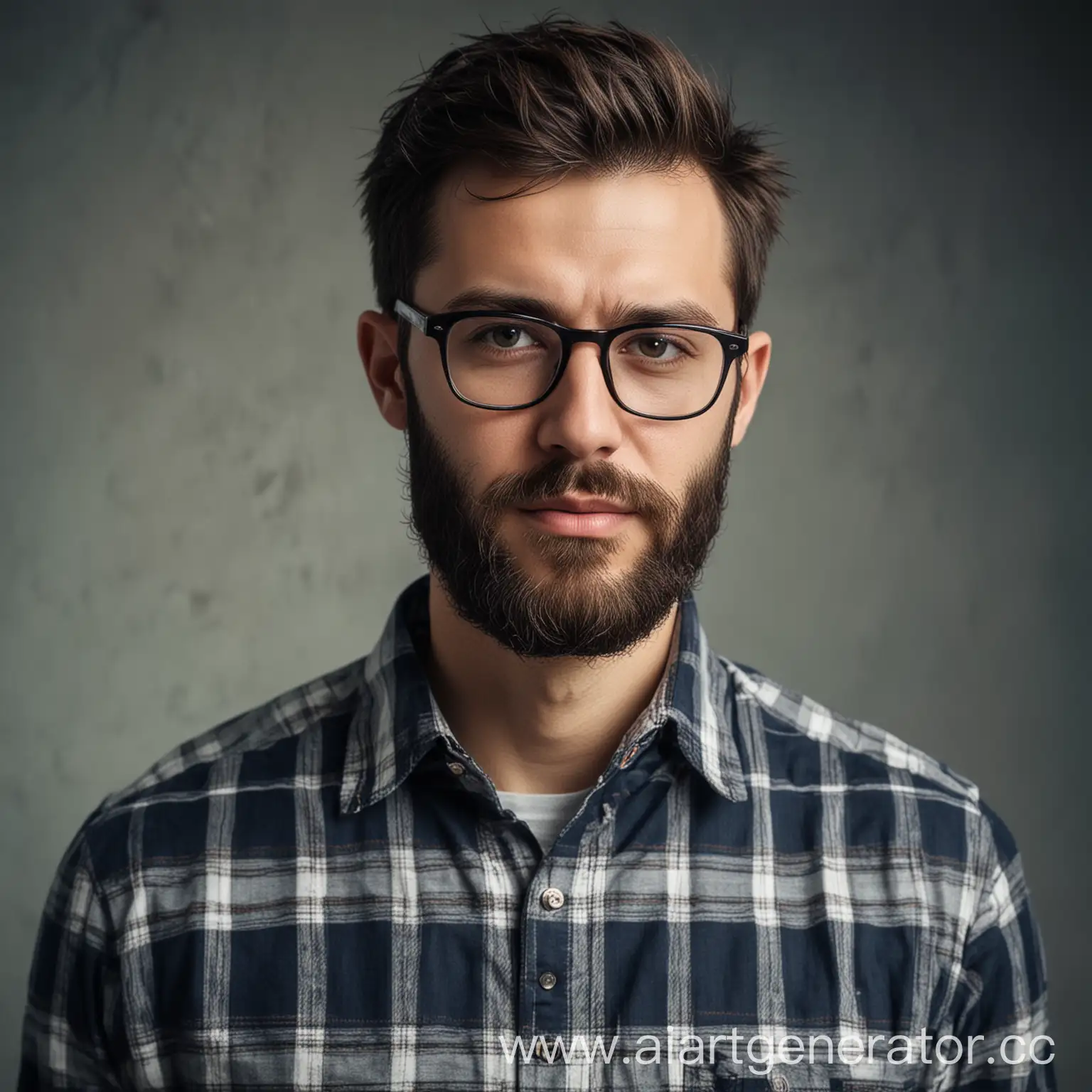 Young-Man-with-Beard-and-Glasses-in-Thoughtful-Expression