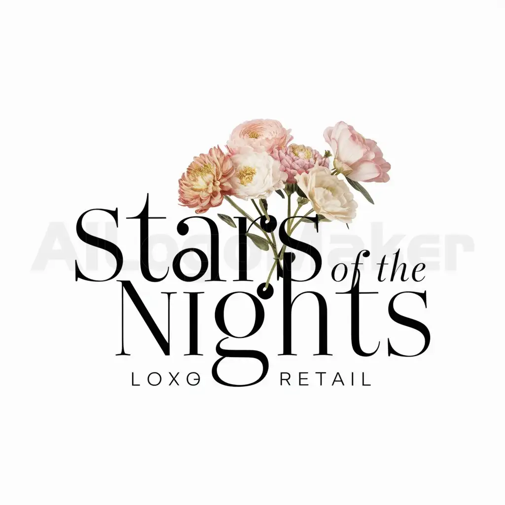 a logo design,with the text "Stars of the nights", main symbol:FLOWERS,Moderate,be used in Retail industry,clear background