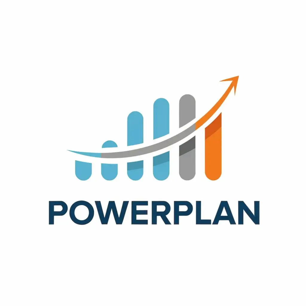 a logo design,with the text "PowerPlan", main symbol:A timeline, planning over 7 days with increasing and decreasing curves, blue orange color code,,complex,be used in Renewable Energies industry,clear background